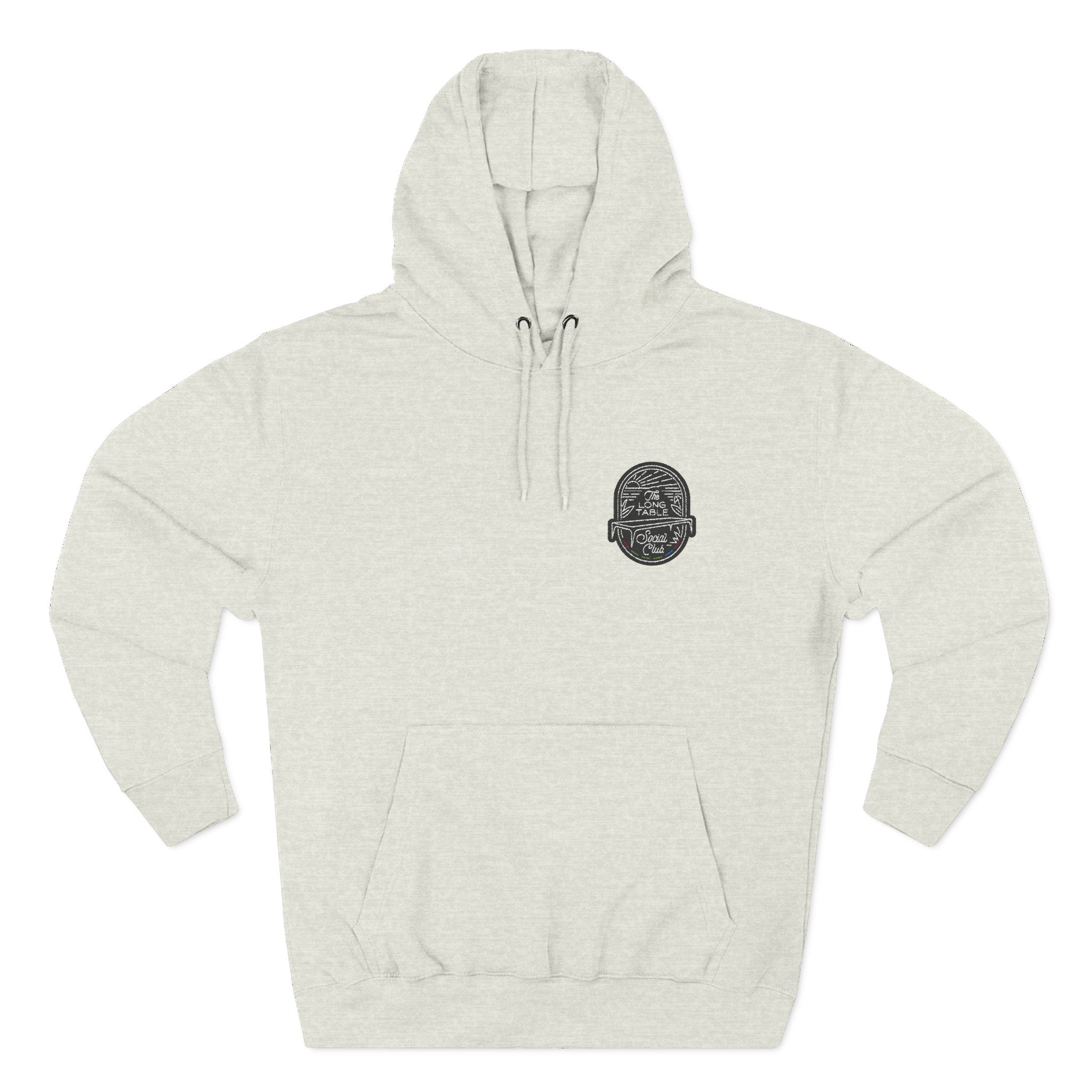 The Long Table Social Club Embroidered Fleece Hoodie — Three-Panel Warmth