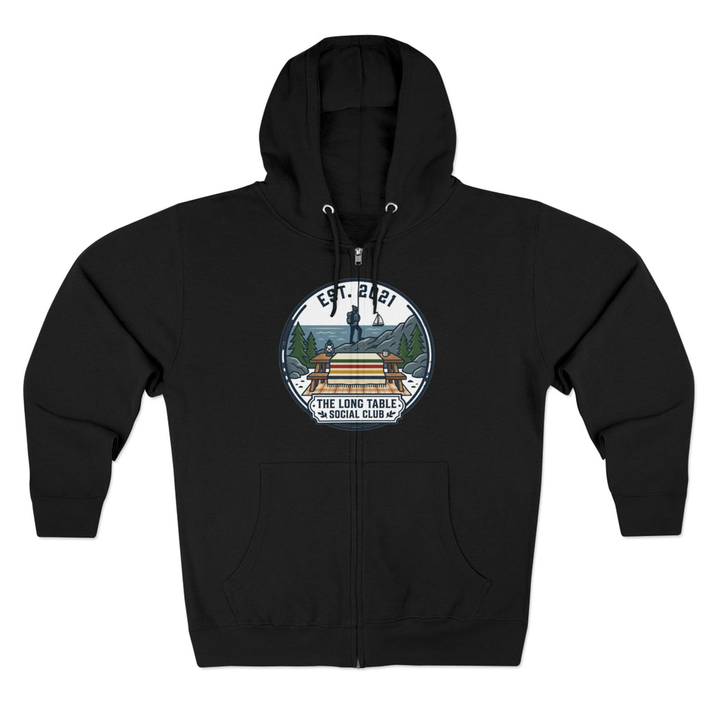 Adventure Camp Zip Hoodie — Seaside Cabin Graphic