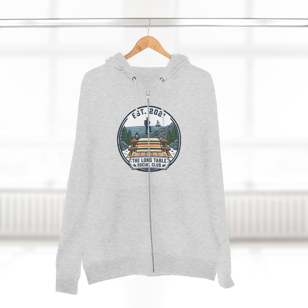 Adventure Camp Zip Hoodie — Seaside Cabin Graphic