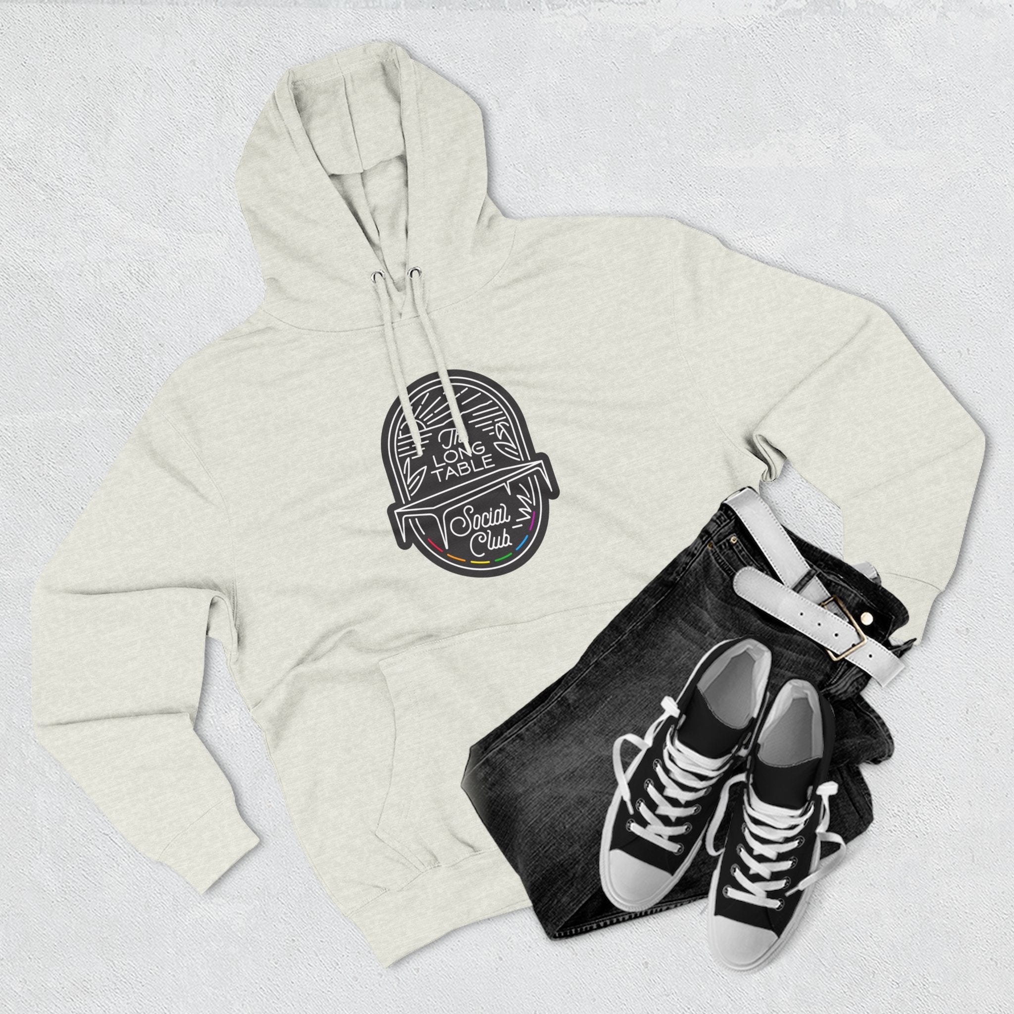 The Long Table Social Club Fleece Hoodie — Cozy Three-Panel Patio Pullover