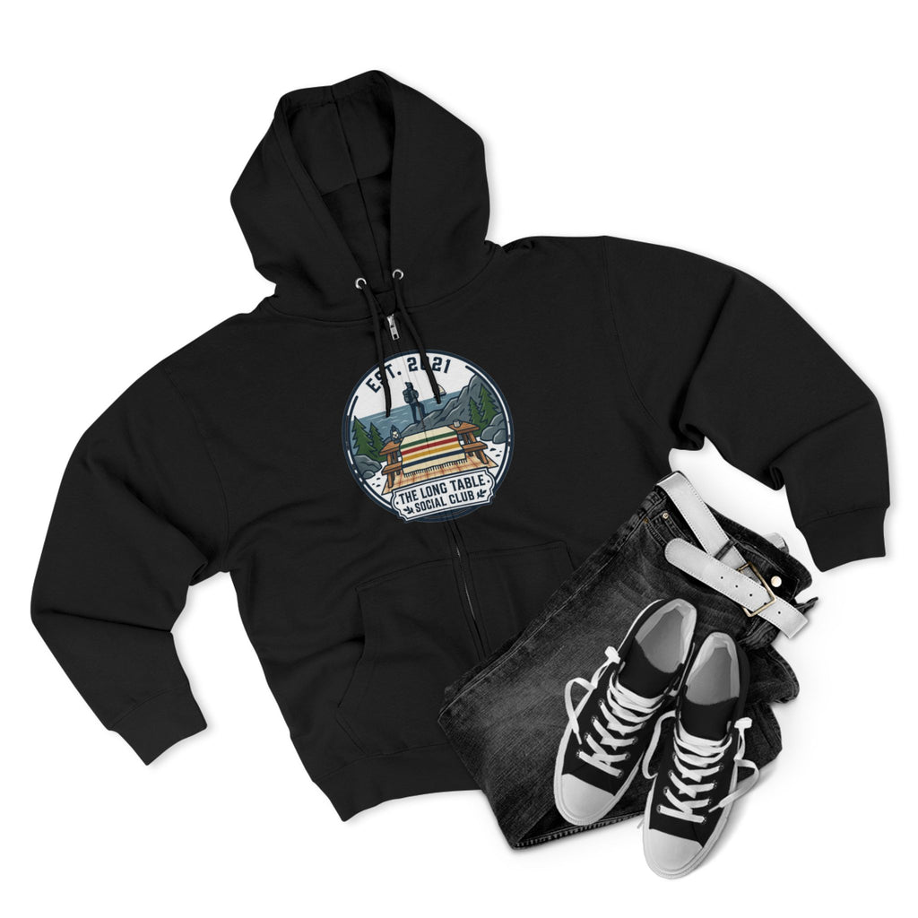 Adventure Camp Zip Hoodie — Seaside Cabin Graphic