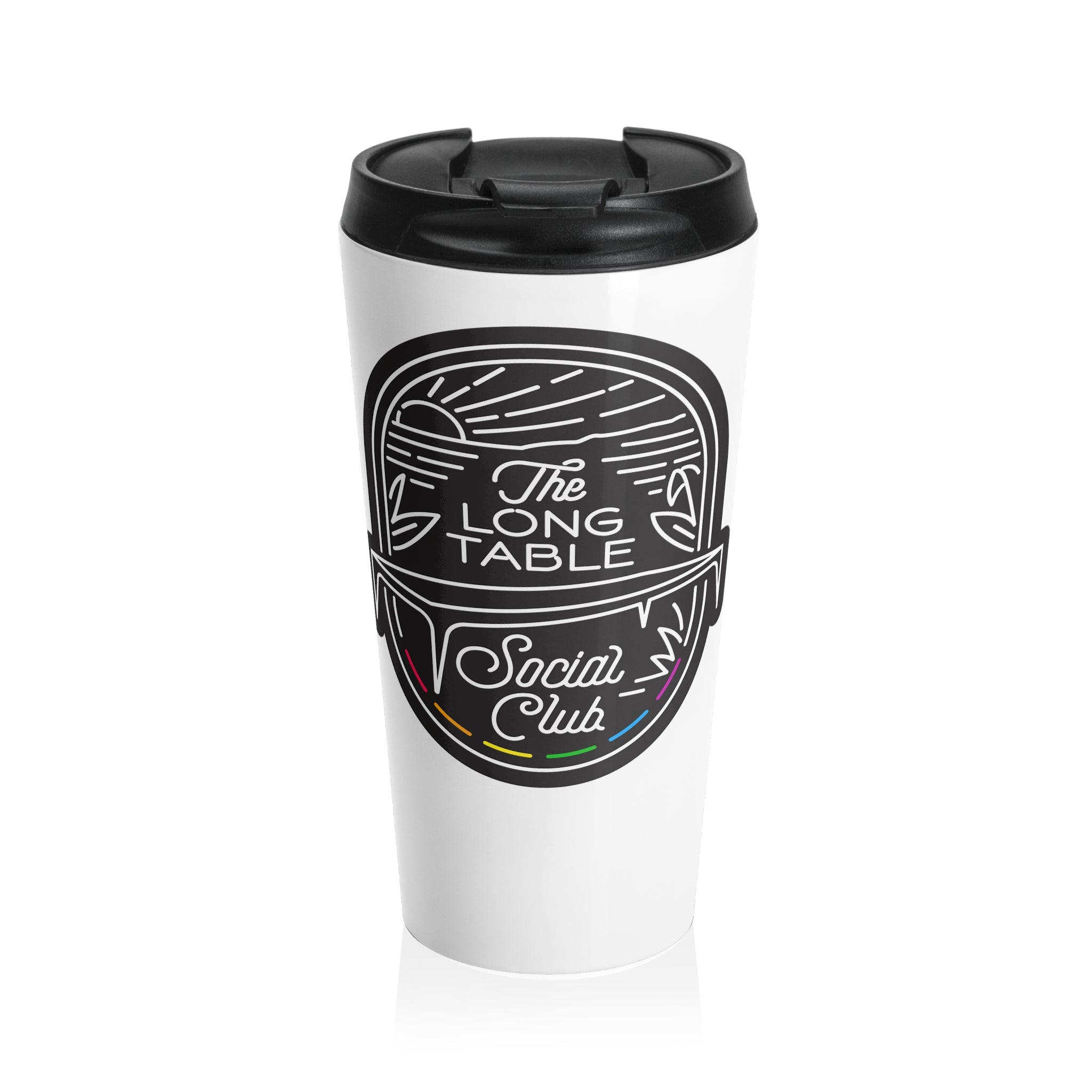 Stainless Travel Mug — The Long Table Social Club Logo Outdoor Adventure Thermos