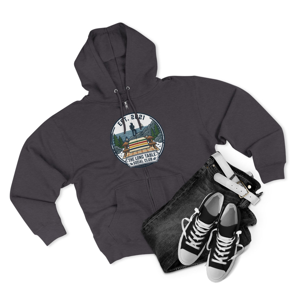 Adventure Camp Zip Hoodie — Seaside Cabin Graphic