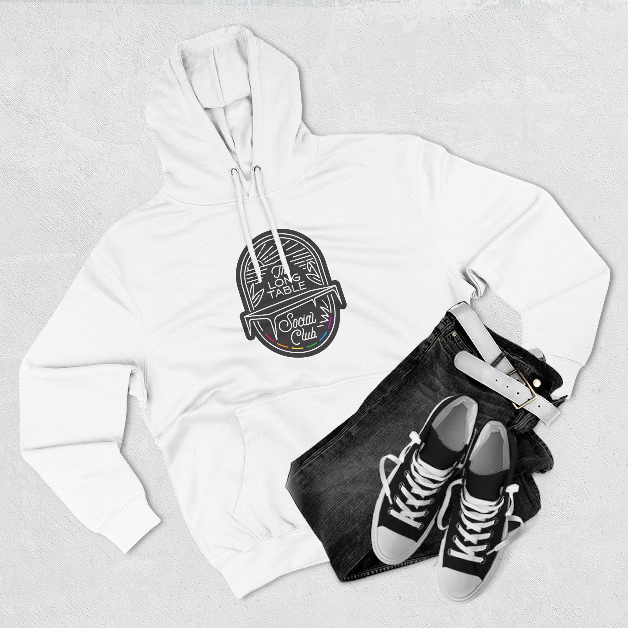 The Long Table Social Club Fleece Hoodie — Cozy Three-Panel Patio Pullover