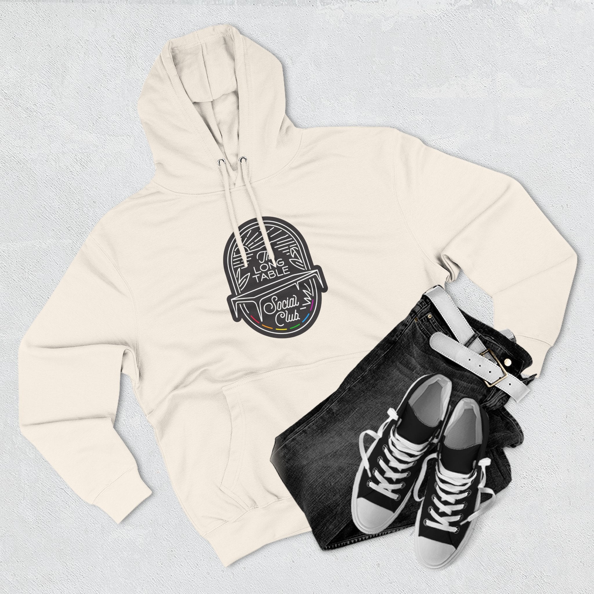 The Long Table Social Club Fleece Hoodie — Cozy Three-Panel Patio Pullover
