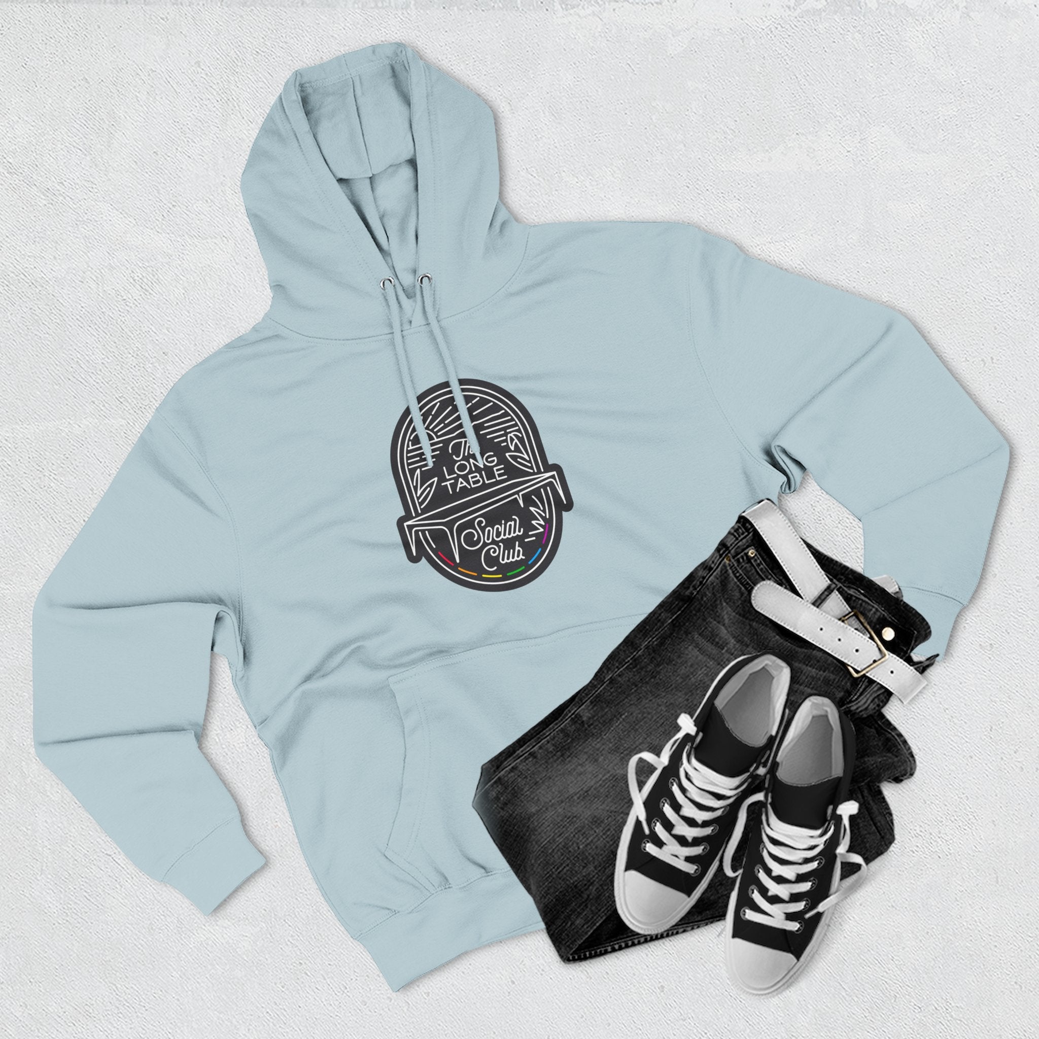 The Long Table Social Club Fleece Hoodie — Cozy Three-Panel Patio Pullover