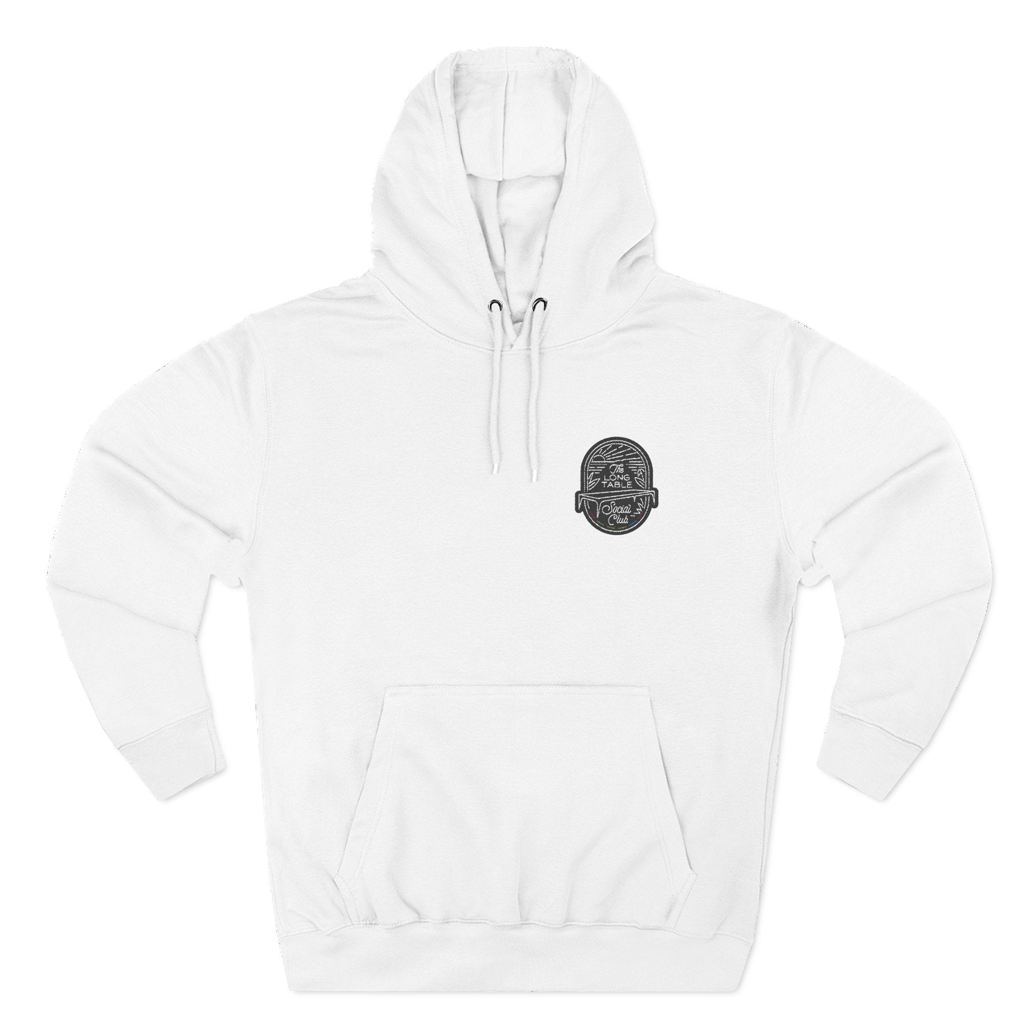 The Long Table Social Club Embroidered Fleece Hoodie — Three-Panel Warmth