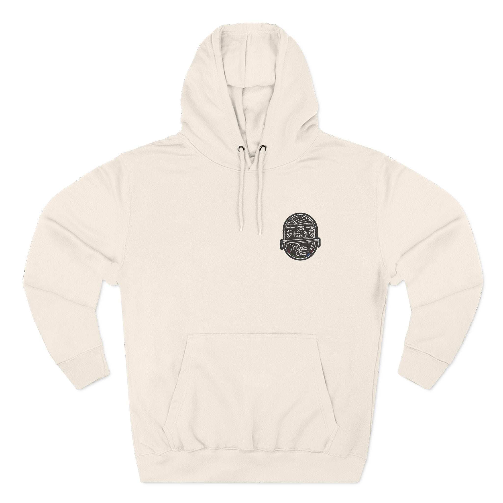 The Long Table Social Club Embroidered Fleece Hoodie — Three-Panel Warmth