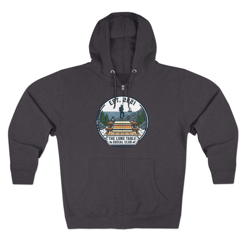 Adventure Camp Zip Hoodie — Seaside Cabin Graphic