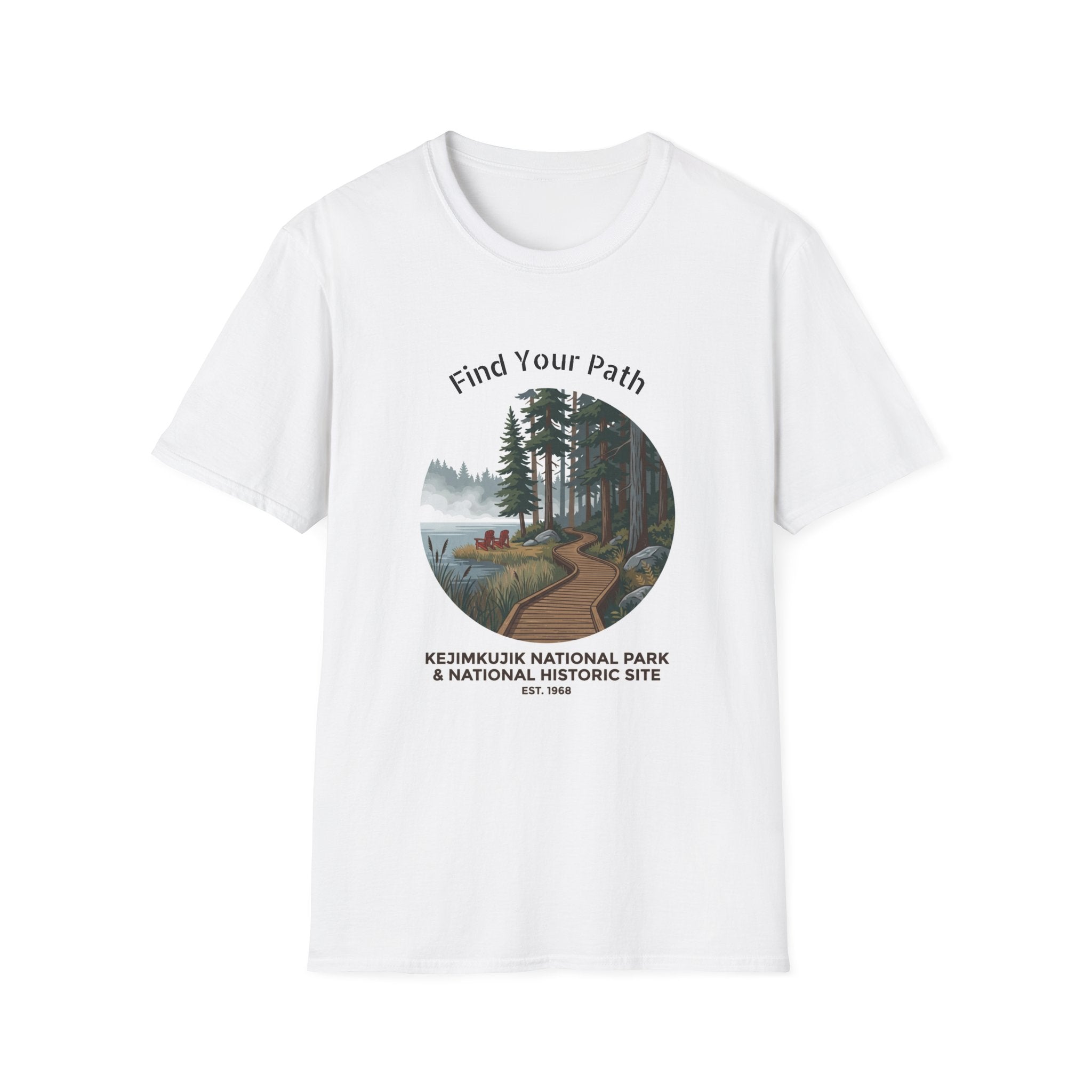 Kejimkujik National Park Scenic T-Shirt — Canoe Trail Forest Lake Design