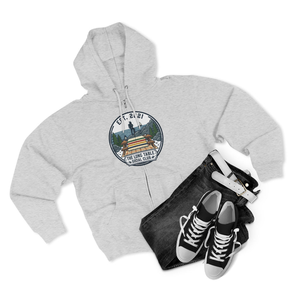 Adventure Camp Zip Hoodie — Seaside Cabin Graphic