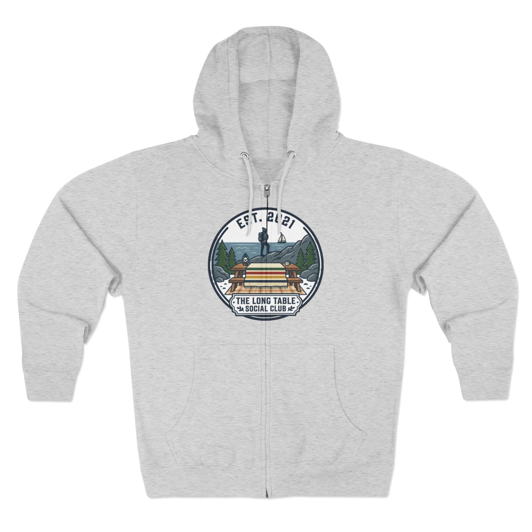 Adventure Camp Zip Hoodie — Seaside Cabin Graphic