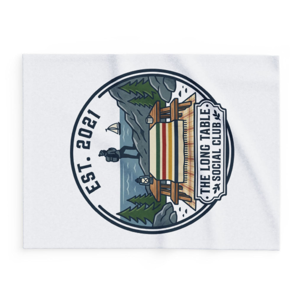 Arctic Fleece Blanket — "The Long Table Social Club" Coastal Picnic Scene, EST. 2021