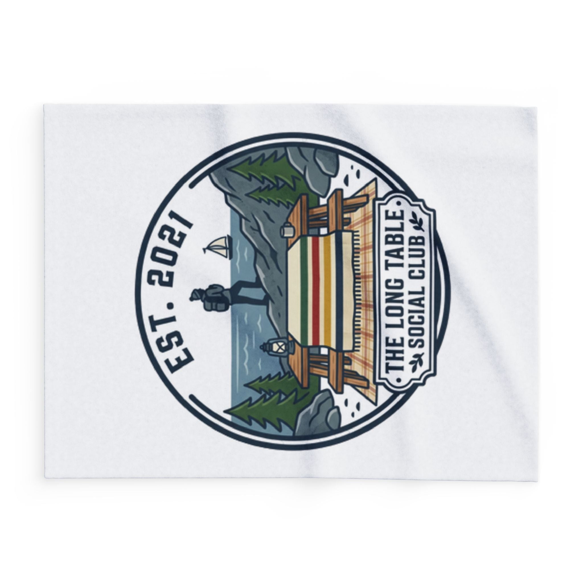 Arctic Fleece Blanket — "The Long Table Social Club" Coastal Picnic Scene, EST. 2021