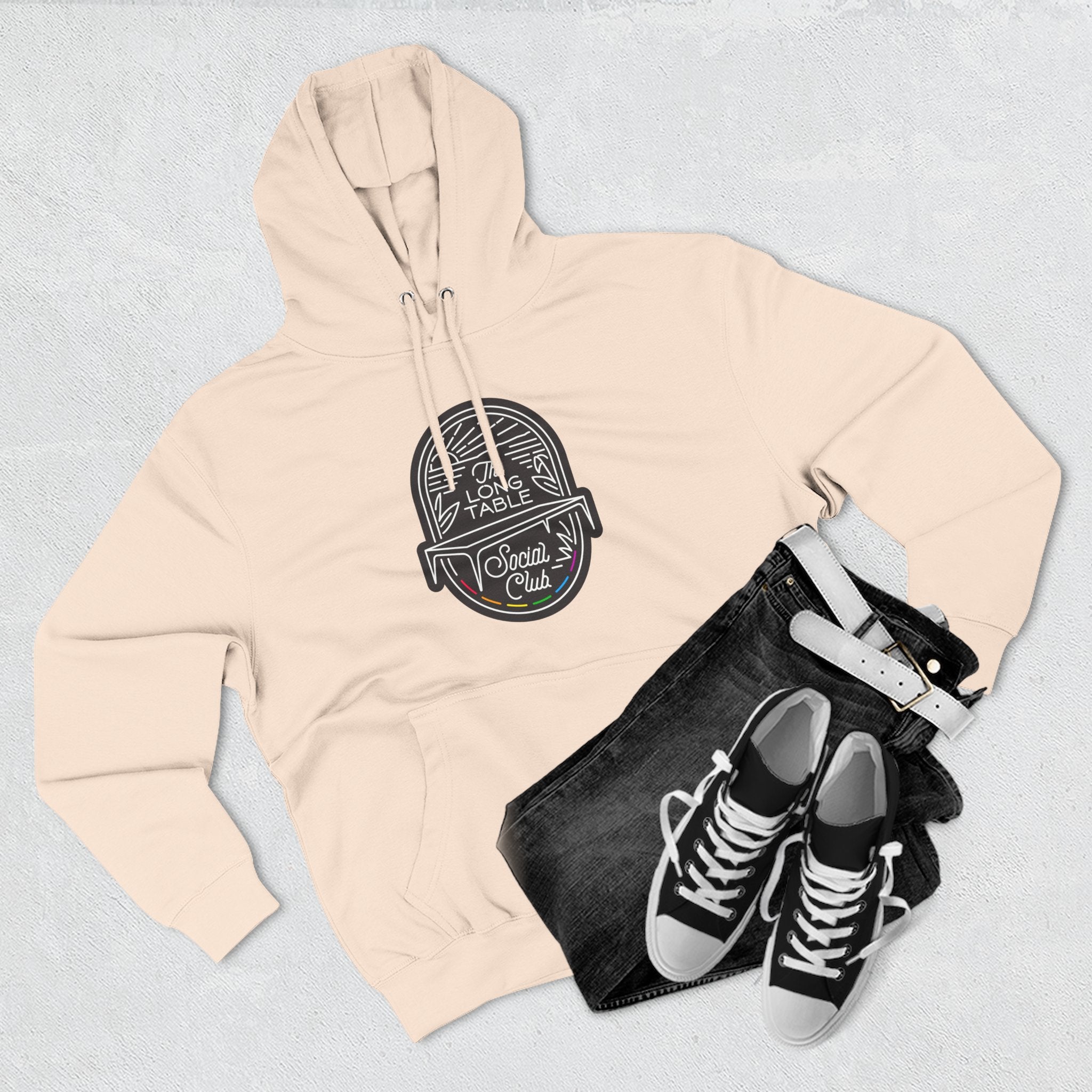 The Long Table Social Club Fleece Hoodie — Cozy Three-Panel Patio Pullover