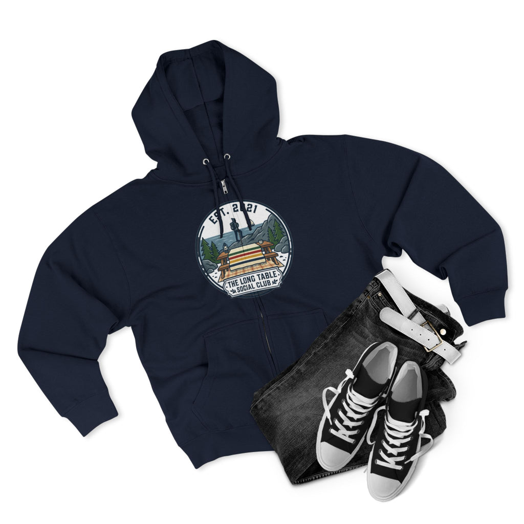 Adventure Camp Zip Hoodie — Seaside Cabin Graphic
